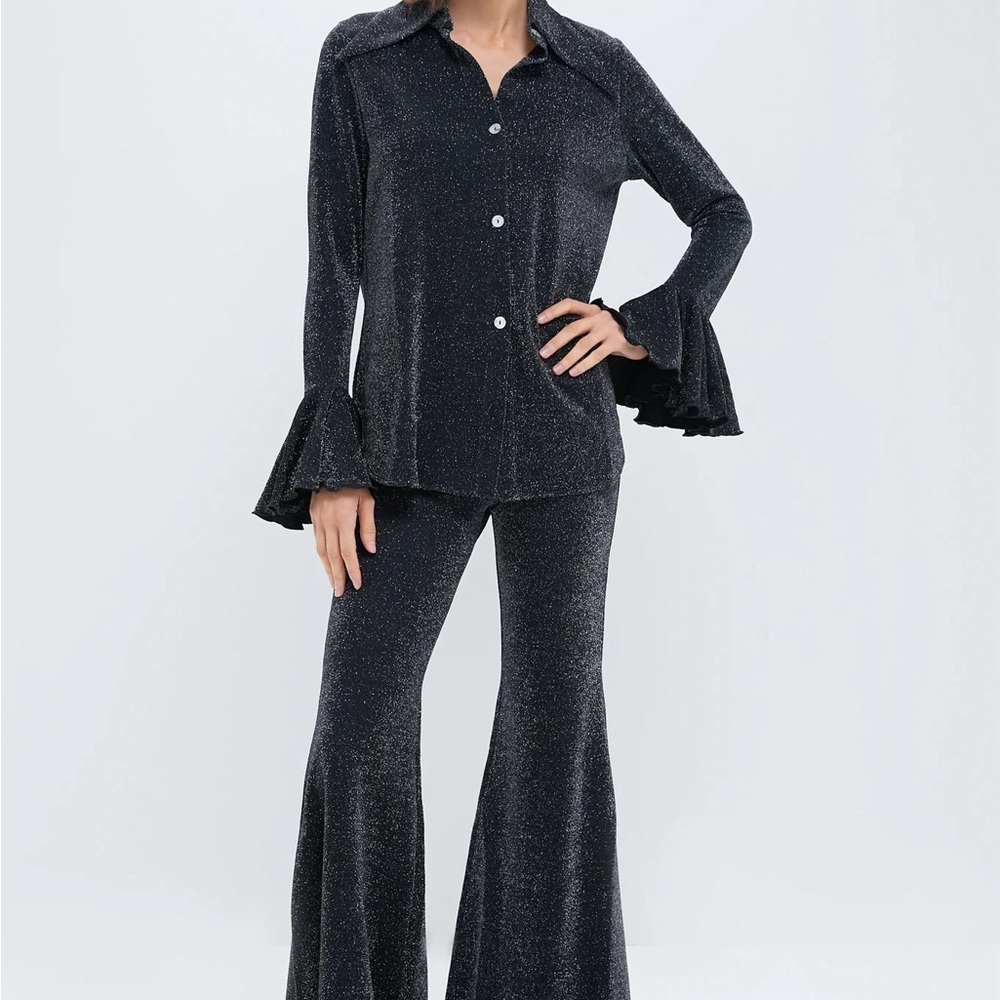 Sleeper

Black Cosmos Lurex Lounge Suit with Pants